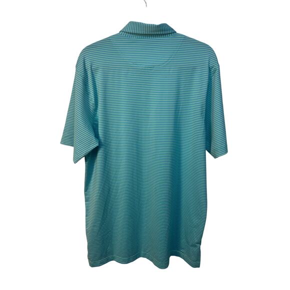 Craig Reagin Clothiers Green White Horizontal Stripe Polo Golf Shirt Medium - Picture 2 of 7